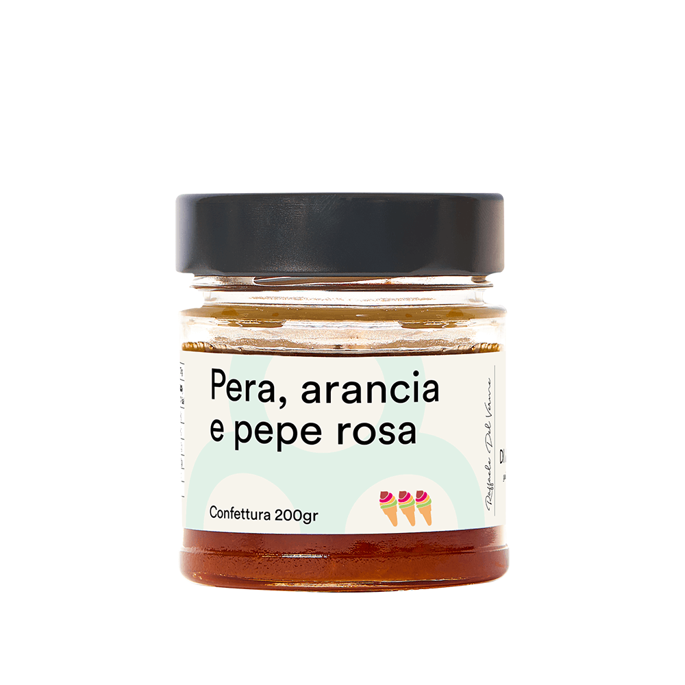 Confettura pera, arancia e pepe rosa
